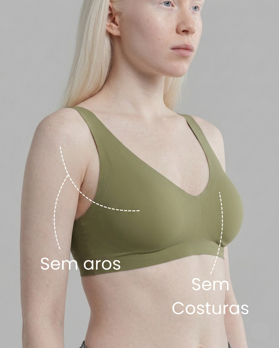 Sutiã Valentina Comfort Sem Costura e Sem Aros com Alça Fina e Bojo removível