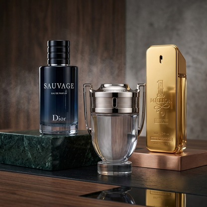 3-Piece Fragrance Set: Paco Rabanne Invictus + Dior Sauvage + Paco Rabanne 1 Million - 100ml Each