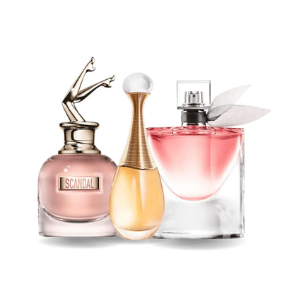 3-Piece Fragrance Set: Jean Paul Gaultier Scandal + Dior J'Adore + Lancôme La Vie Est Belle - 100ml Each