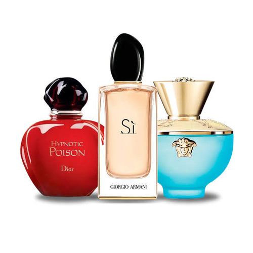 3-teiliges Parfümset: Dior Hypnotic Poison + Giorgio Armani Sì + Versace Dylan Turquoise – je 100ml