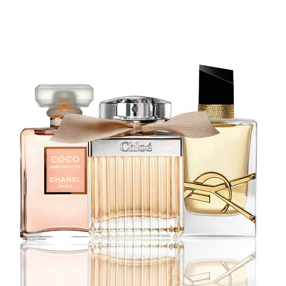 3-Piece Fragrance Set: Chanel Coco Mademoiselle + Yves Saint Laurent Libre + Chloé - 100ml Each