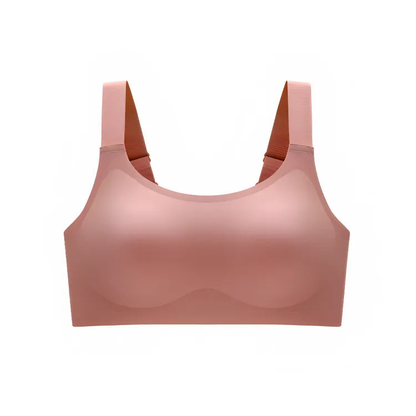 Sutiã rosé sem costura Cygnuss, visto de frente, com design minimalista e elegante.
